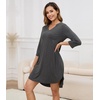 image:imageWiWi Nightgowns for Women Viscose from Bamboo 34 Sleeve Sleepshirt Soft Vneck Nightshirts Loose Sleep Dress SXXLCcharcoal Heather