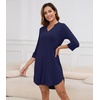 image:imageWiWi Nightgowns for Women Viscose from Bamboo 34 Sleeve Sleepshirt Soft Vneck Nightshirts Loose Sleep Dress SXXLCnavy