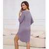 image:imageWiWi Nightgowns for Women Viscose from Bamboo 34 Sleeve Sleepshirt Soft Vneck Nightshirts Loose Sleep Dress SXXLCviolet