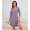 image:imageWiWi Nightgowns for Women Viscose from Bamboo 34 Sleeve Sleepshirt Soft Vneck Nightshirts Loose Sleep Dress SXXLCviolet
