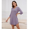 image:imageWiWi Nightgowns for Women Viscose from Bamboo 34 Sleeve Sleepshirt Soft Vneck Nightshirts Loose Sleep Dress SXXLCviolet
