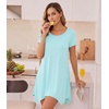 image:imageWiWi Nightgowns for Women Viscose from Bamboo Short Sleeve Sleepwear Super Soft Sleep Shirts Cool Plus Size Nightdress S4XAqua