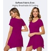 image:imageWiWi Nightgowns for Women Viscose from Bamboo Short Sleeve Sleepwear Super Soft Sleep Shirts Cool Plus Size Nightdress S4XDark Reddish Purple