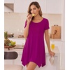 image:imageWiWi Nightgowns for Women Viscose from Bamboo Short Sleeve Sleepwear Super Soft Sleep Shirts Cool Plus Size Nightdress S4XDark Reddish Purple