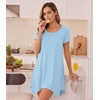 image:imageWiWi Nightgowns for Women Viscose from Bamboo Short Sleeve Sleepwear Super Soft Sleep Shirts Cool Plus Size Nightdress S4XPale Blue