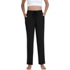 image:imageWiWi Pajama Pants for Women Viscose from Bamboo Super Soft Wide Leg Cooling Sweatpants Drawstring Bottoms Sleep Pj Pant SXXLCblack