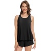 image:imageWiWi Pajama Set for Women Sexy Sleeveless Tops Pjs Viscose from Bamboo Soft Ribbed Fabric Racerback Sleepwear SXXLAblack