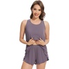image:imageWiWi Pajama Set for Women Sexy Sleeveless Tops Pjs Viscose from Bamboo Soft Ribbed Fabric Racerback Sleepwear SXXLAdark Purplish Grey