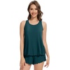 image:imageWiWi Pajama Set for Women Sexy Sleeveless Tops Pjs Viscose from Bamboo Soft Ribbed Fabric Racerback Sleepwear SXXLAdeep Teal
