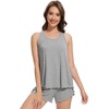 image:imageWiWi Pajama Set for Women Sexy Sleeveless Tops Pjs Viscose from Bamboo Soft Ribbed Fabric Racerback Sleepwear SXXLAheather Grey