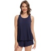 image:imageWiWi Pajama Set for Women Sexy Sleeveless Tops Pjs Viscose from Bamboo Soft Ribbed Fabric Racerback Sleepwear SXXLAnavy