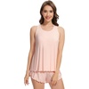 image:imageWiWi Pajama Set for Women Sexy Sleeveless Tops Pjs Viscose from Bamboo Soft Ribbed Fabric Racerback Sleepwear SXXLApale Pink
