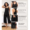 image:imageWiWi Pajama Set for Women Sexy Sleeveless Tops Pjs Viscose from Bamboo Soft Ribbed Fabric Racerback Sleepwear SXXLBblack