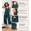 image:imageWiWi Pajama Set for Women Sexy Sleeveless Tops Pjs Viscose from Bamboo Soft Ribbed Fabric Racerback Sleepwear SXXLBdeep Teal