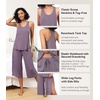 image:imageWiWi Pajama Set for Women Sexy Sleeveless Tops Pjs Viscose from Bamboo Soft Ribbed Fabric Racerback Sleepwear SXXLBpurplish Grey
