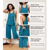 image:imageWiWi Pajama Set for Women Sexy Sleeveless Tops Pjs Viscose from Bamboo Soft Ribbed Fabric Racerback Sleepwear SXXLBteal Blue