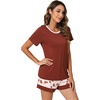image:imageWiWi Pajamas Set for Women Cooling Short Sleeve Sleepwear Soft Knit Shorts Pjs Sets Viscose from Bamboo SXXLAbrickred