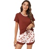image:imageWiWi Pajamas Set for Women Cooling Short Sleeve Sleepwear Soft Knit Shorts Pjs Sets Viscose from Bamboo SXXLAbrickred