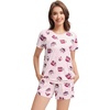 image:imageWiWi Pajamas Set for Women Cooling Short Sleeve Sleepwear Soft Knit Shorts Pjs Sets Viscose from Bamboo SXXLAcoffee Cup