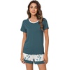 image:imageWiWi Pajamas Set for Women Cooling Short Sleeve Sleepwear Soft Knit Shorts Pjs Sets Viscose from Bamboo SXXLAgreen