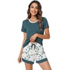 image:imageWiWi Pajamas Set for Women Cooling Short Sleeve Sleepwear Soft Knit Shorts Pjs Sets Viscose from Bamboo SXXLAgreen