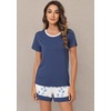 image:imageWiWi Pajamas Set for Women Cooling Short Sleeve Sleepwear Soft Knit Shorts Pjs Sets Viscose from Bamboo SXXLAindigo Blue