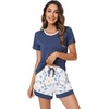 image:imageWiWi Pajamas Set for Women Cooling Short Sleeve Sleepwear Soft Knit Shorts Pjs Sets Viscose from Bamboo SXXLAindigo Blue