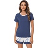 image:imageWiWi Pajamas Set for Women Cooling Short Sleeve Sleepwear Soft Knit Shorts Pjs Sets Viscose from Bamboo SXXLAindigo Blue