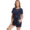 image:imageWiWi Pajamas Set for Women Cooling Short Sleeve Sleepwear Soft Knit Shorts Pjs Sets Viscose from Bamboo SXXLAnavy Stars