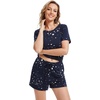 image:imageWiWi Pajamas Set for Women Cooling Short Sleeve Sleepwear Soft Knit Shorts Pjs Sets Viscose from Bamboo SXXLAnavy Stars