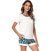 image:imageWiWi Pajamas Set for Women Cooling Short Sleeve Sleepwear Soft Knit Shorts Pjs Sets Viscose from Bamboo SXXLAraw WhiteGreen