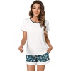 image:imageWiWi Pajamas Set for Women Cooling Short Sleeve Sleepwear Soft Knit Shorts Pjs Sets Viscose from Bamboo SXXLAraw WhiteGreen
