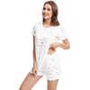 image:imageWiWi Pajamas Set for Women Cooling Short Sleeve Sleepwear Soft Knit Shorts Pjs Sets Viscose from Bamboo SXXLAwhite Stars