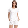 image:imageWiWi Pajamas Set for Women Cooling Short Sleeve Sleepwear Soft Knit Shorts Pjs Sets Viscose from Bamboo SXXLAwhite Stars
