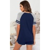 image:imageWiWi Pajamas Set for Women Cooling Short Sleeve Sleepwear Soft Knit Shorts Pjs Sets Viscose from Bamboo SXXLBdark Blue