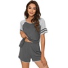 image:imageWiWi Pajamas Set for Women Cooling Short Sleeve Sleepwear Soft Knit Shorts Pjs Sets Viscose from Bamboo SXXLBdark Heather Grey