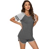 image:imageWiWi Pajamas Set for Women Cooling Short Sleeve Sleepwear Soft Knit Shorts Pjs Sets Viscose from Bamboo SXXLBdark Heather Grey
