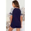 image:imageWiWi Pajamas Set for Women Cooling Short Sleeve Sleepwear Soft Knit Shorts Pjs Sets Viscose from Bamboo SXXLBnavy