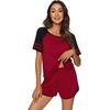 image:imageWiWi Pajamas Set for Women Cooling Short Sleeve Sleepwear Soft Knit Shorts Pjs Sets Viscose from Bamboo SXXLBwine Red
