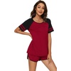 image:imageWiWi Pajamas Set for Women Cooling Short Sleeve Sleepwear Soft Knit Shorts Pjs Sets Viscose from Bamboo SXXLBwine Red