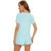 image:imageWiWi Pajamas Set for Women Short Sleeve Top and Shorts Pjs Set Viscose from Bamboo Ladies Summer Sleepwear SXXLAaqua