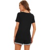 image:imageWiWi Pajamas Set for Women Short Sleeve Top and Shorts Pjs Set Viscose from Bamboo Ladies Summer Sleepwear SXXLAblack