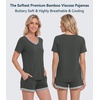 image:imageWiWi Pajamas Set for Women Short Sleeve Top and Shorts Pjs Set Viscose from Bamboo Ladies Summer Sleepwear SXXLAcharcoal