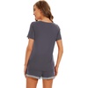 image:imageWiWi Pajamas Set for Women Short Sleeve Top and Shorts Pjs Set Viscose from Bamboo Ladies Summer Sleepwear SXXLAdark Grey