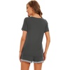 image:imageWiWi Pajamas Set for Women Short Sleeve Top and Shorts Pjs Set Viscose from Bamboo Ladies Summer Sleepwear SXXLAiron Grey