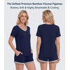 image:imageWiWi Pajamas Set for Women Short Sleeve Top and Shorts Pjs Set Viscose from Bamboo Ladies Summer Sleepwear SXXLAnavy