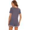 image:imageWiWi Pajamas Set for Women Short Sleeve Top and Shorts Pjs Set Viscose from Bamboo Ladies Summer Sleepwear SXXLApurplish Grey