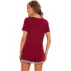 image:imageWiWi Pajamas Set for Women Short Sleeve Top and Shorts Pjs Set Viscose from Bamboo Ladies Summer Sleepwear SXXLAwine Red