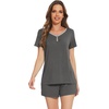 image:imageWiWi Pajamas Set for Women Short Sleeve Top and Shorts Pjs Set Viscose from Bamboo Ladies Summer Sleepwear SXXLBcharcoal