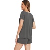 image:imageWiWi Pajamas Set for Women Short Sleeve Top and Shorts Pjs Set Viscose from Bamboo Ladies Summer Sleepwear SXXLBcharcoal